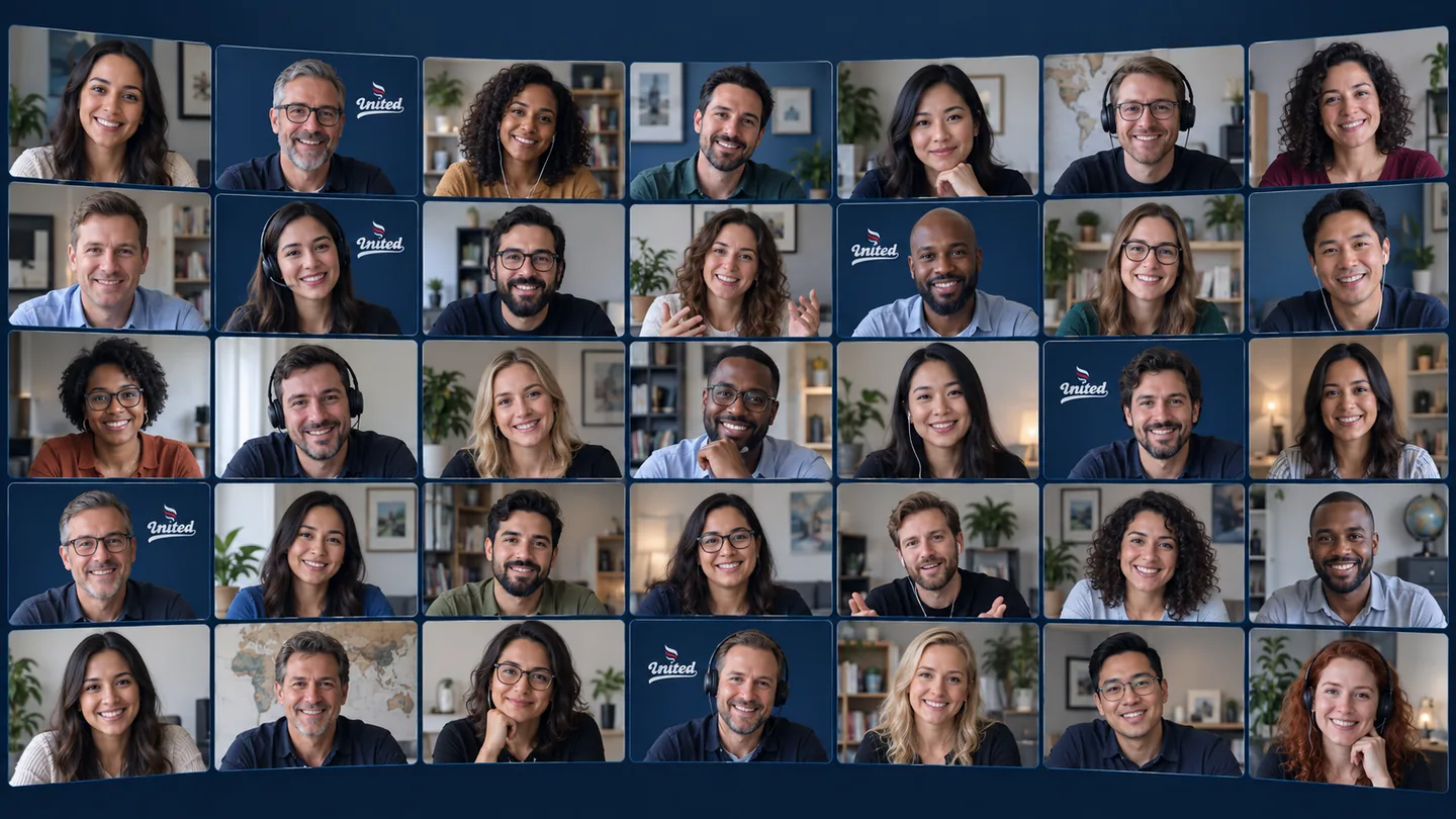 Mosaico ilustrativo de professores em diferentes ambientes e posições durante aulas por videochamada