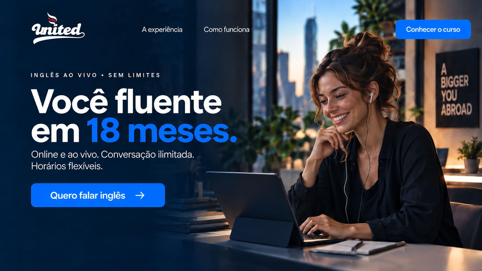 Aluna participando de uma aula online